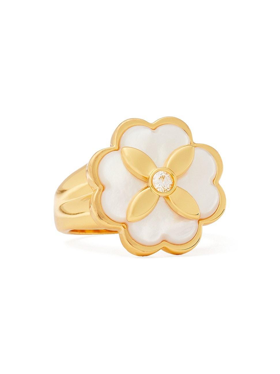 Womens Heritage Bloom Goldtone & Mother-Of-Pearl Signet Ring Product Image