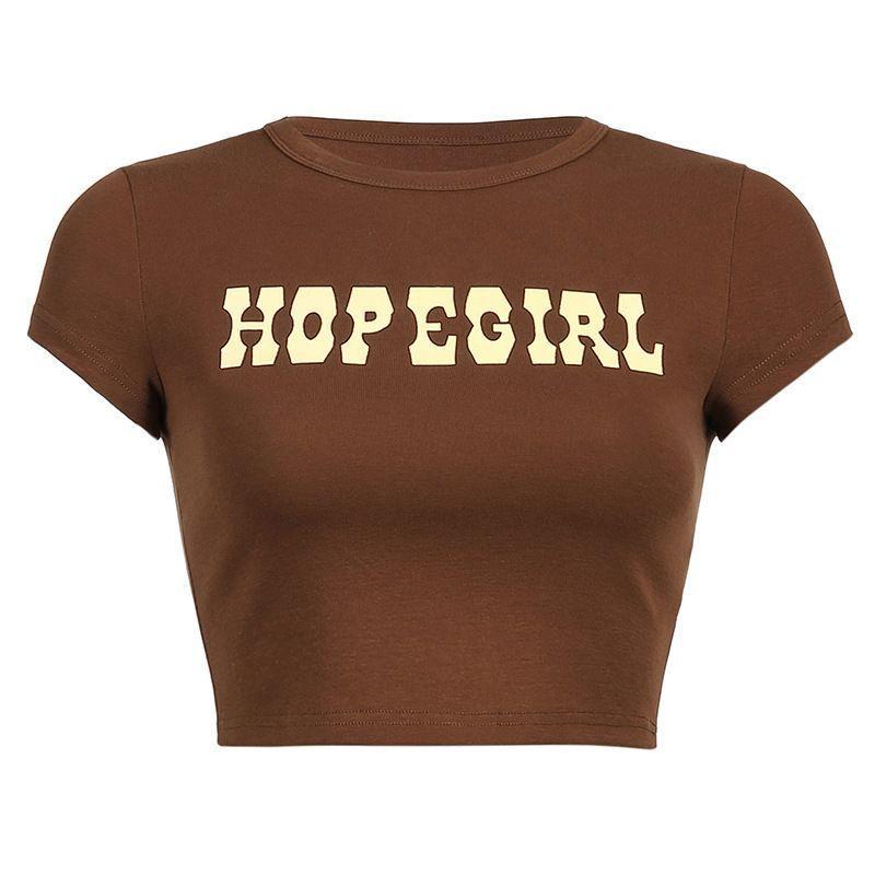 Cap-Sleeve Lettering T-Shirt Product Image