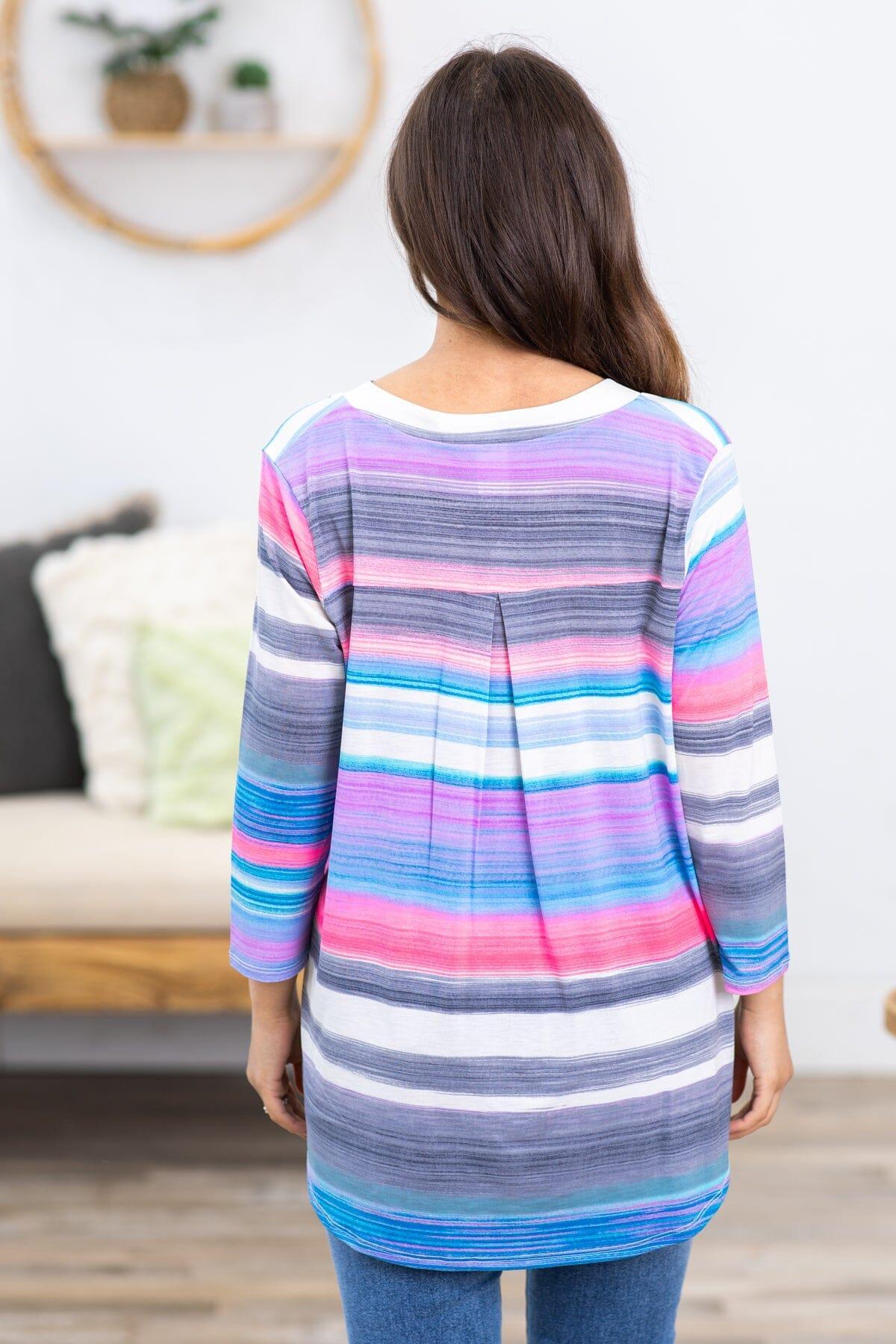 Orchid and Blue Multicolor Stripe Top Product Image