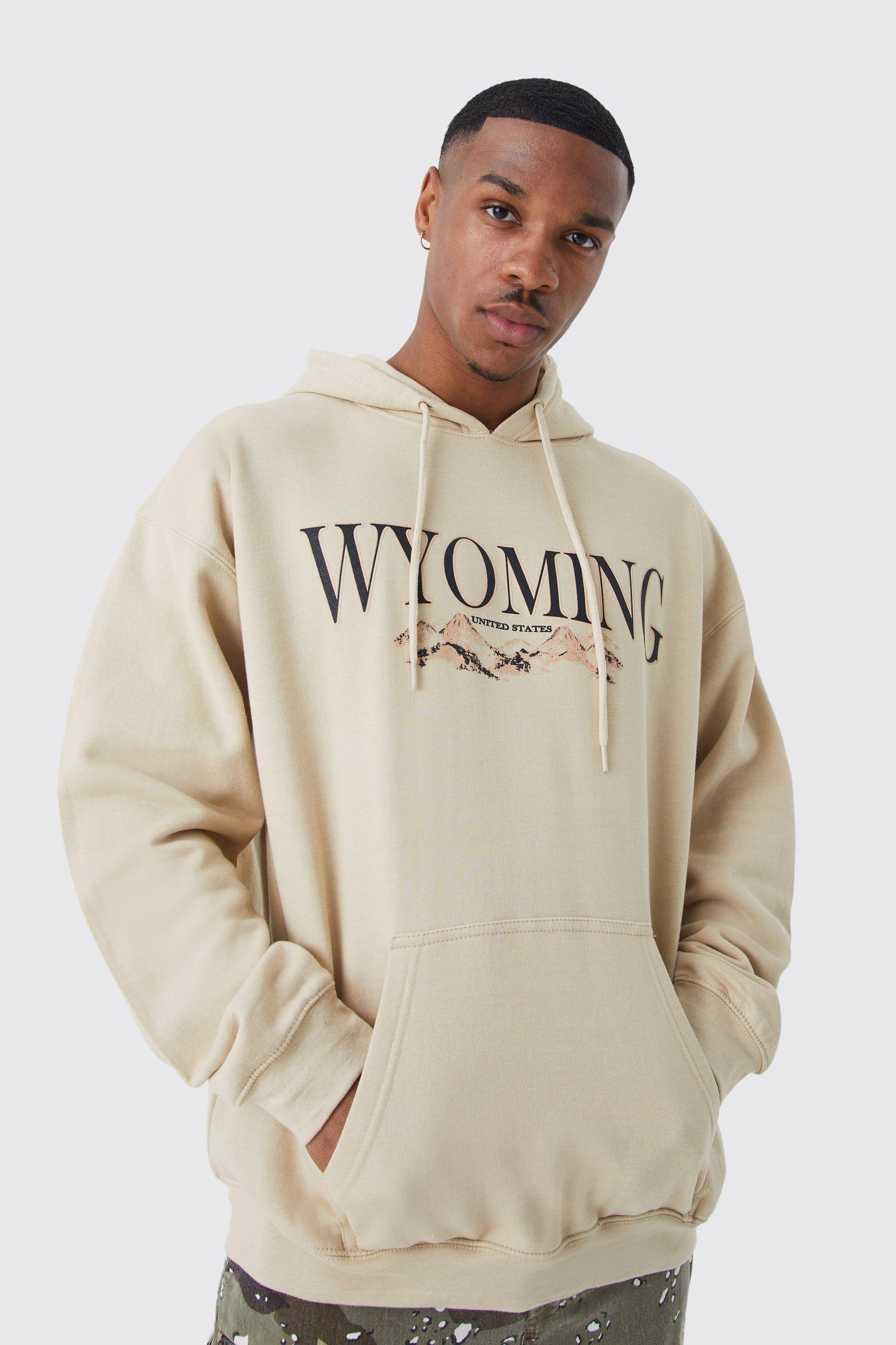 Oversized Wyoming Mountain Graphic Hoodie | boohooMAN USA Product Image