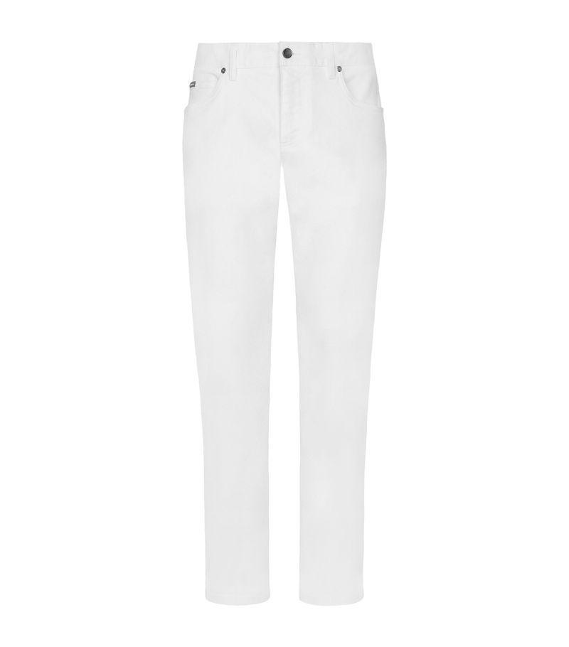 Logo-plaque Straight Jeans In White Product Image