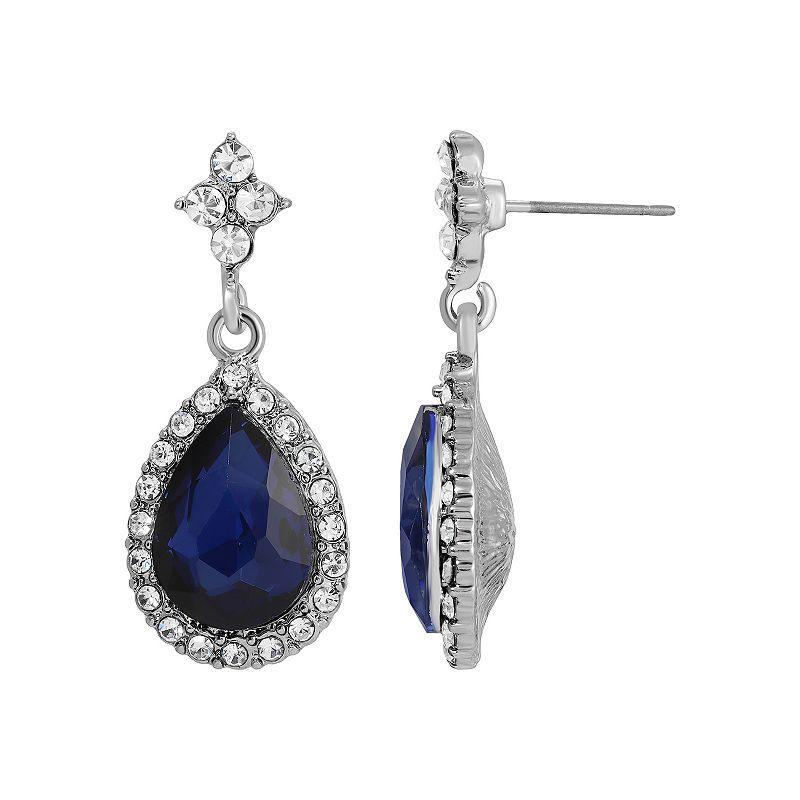 1928 Jewelry Silver Tone Blue Crystal Drop Earrings, No Size Product Image