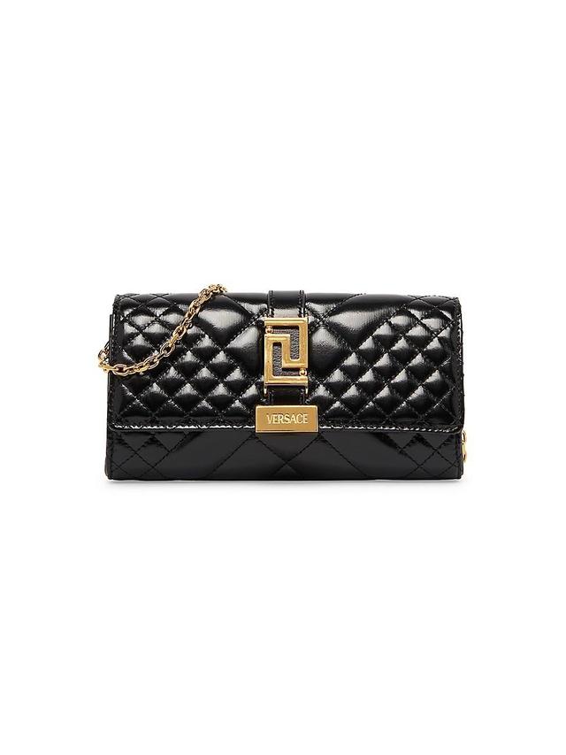 Womens Greca Goddess Mini Quilted Patent Leather Shoulder Bag Product Image