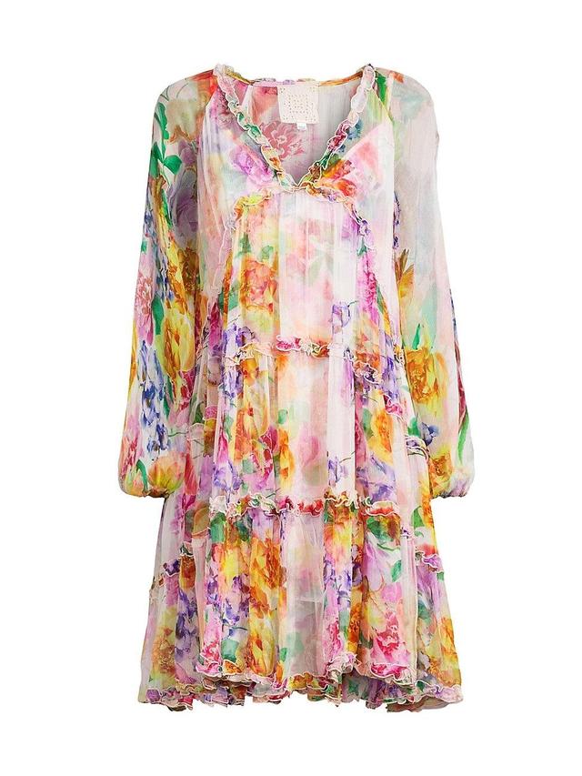 Womens Fionna Floral Silk Minidress Product Image