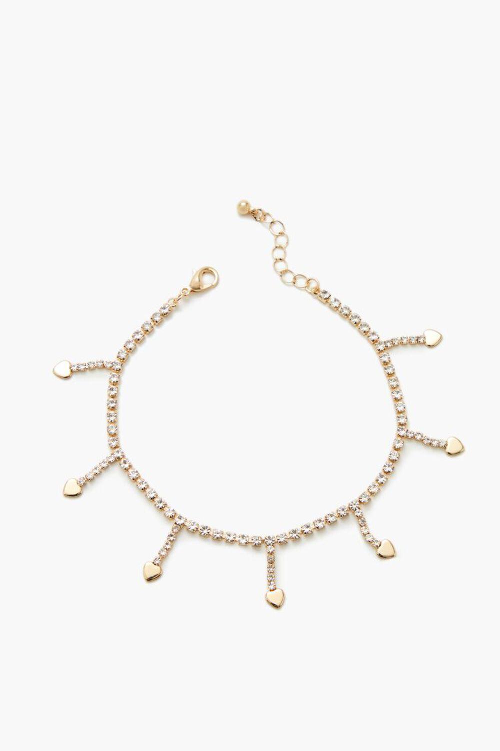 Rhinestone Heart Charm Anklet | Forever 21 Product Image