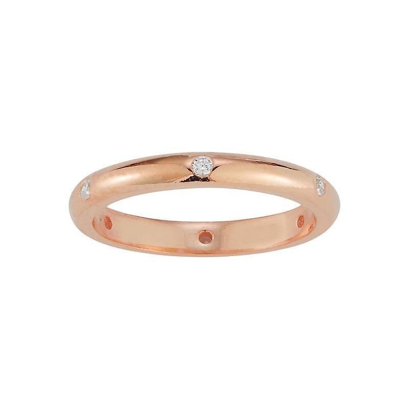 Sunkissed Sterling 14k Rose Gold Over Silver Cubic Zirconia Band Ring, Womens Pink Product Image