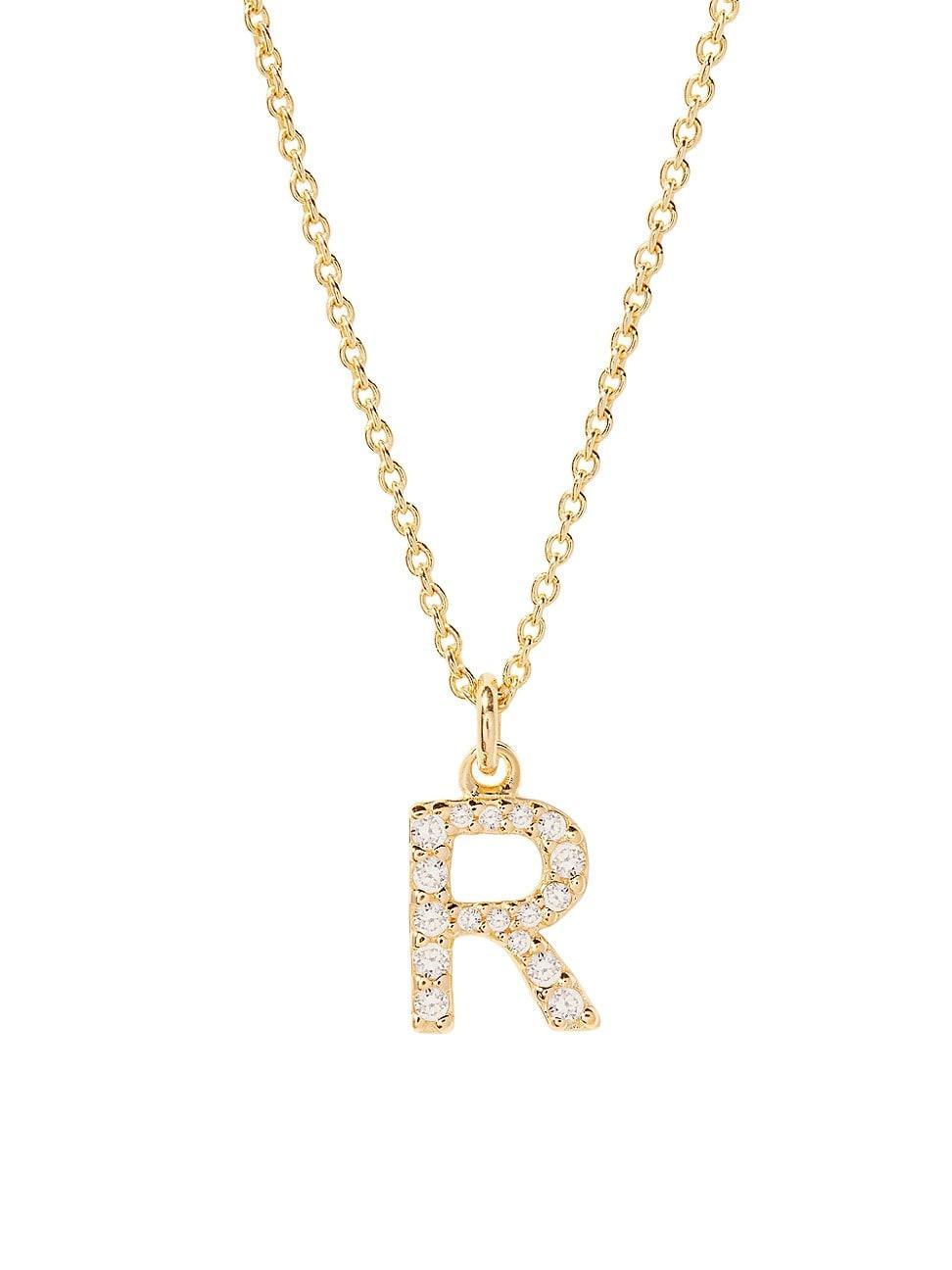 Womens Blaire 14K-Yellow-Gold Vermeil & 0.3-0.11 TCW Diamond Initial Pendant Necklace Product Image