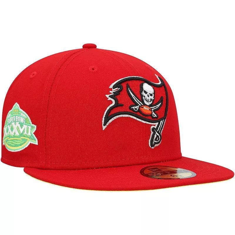 Mens New Era Scarlet Tampa Bay Buccaneers Super Bowl XXXVII Citrus Pop 59FIFTY Fitted Hat Product Image