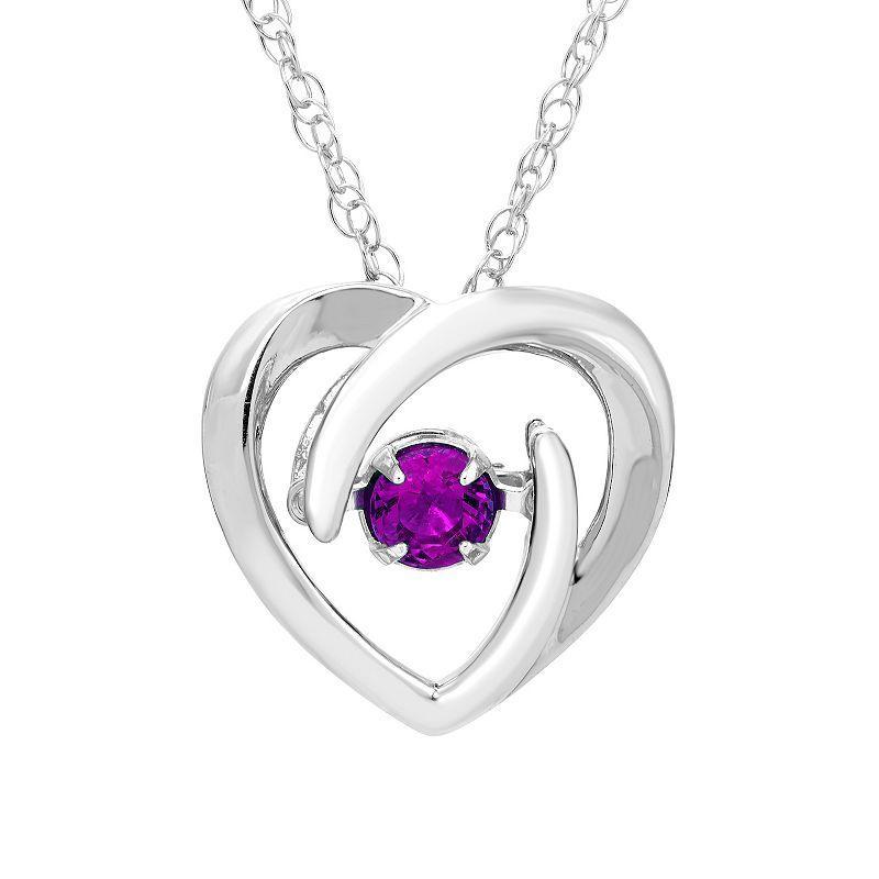 Boston Bay Diamonds Brilliance in Motion Sterling Silver Lab-Created Alexandrite Dancing Gemstone Heart Pendant, Womens Purple Product Image