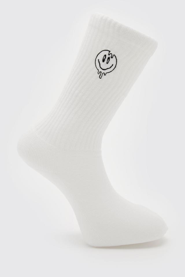 1 Pack Embroidered Trippy Face Sock | boohooMAN USA Product Image