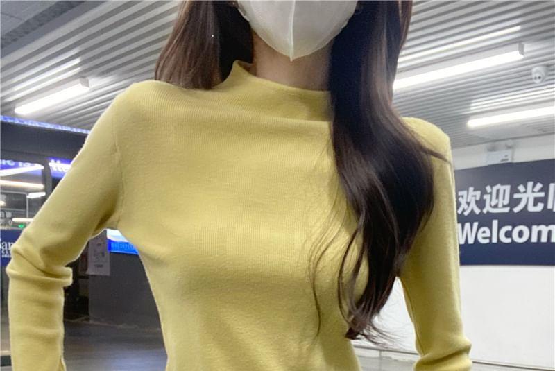 Mock Neck Plain Sweater Product Image