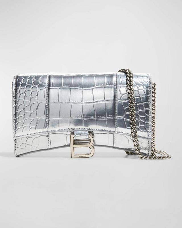 Hourglass Metallic Moc-Croc Chain Wallet Product Image