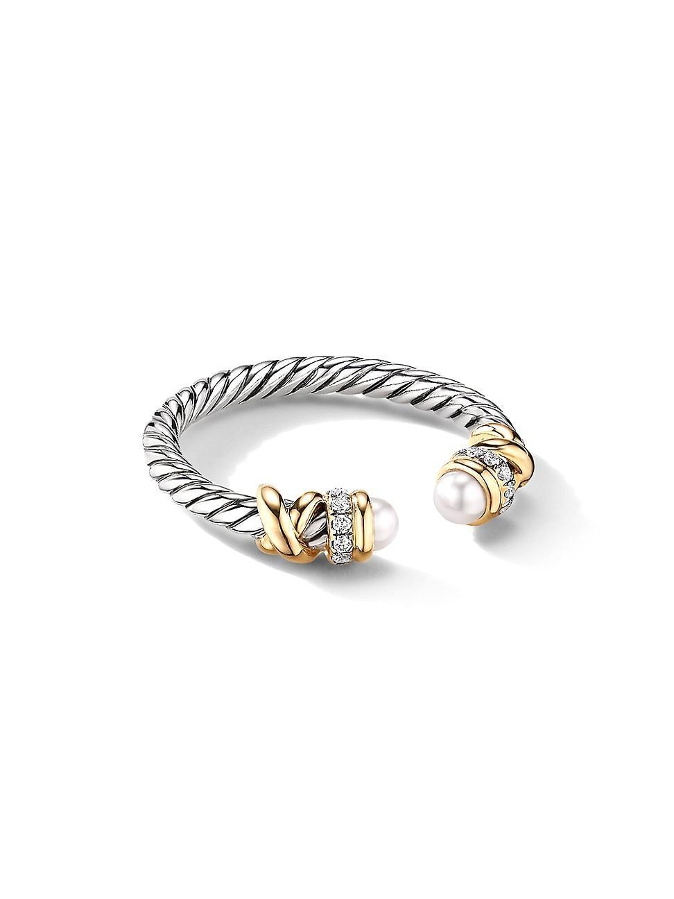 Womens Petite Helena Color Ring with 18K Yellow Gold, Pearls and Pav Diamonds Product Image