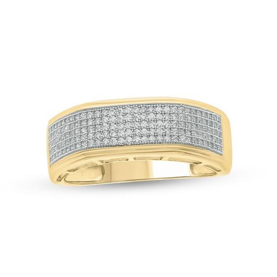 Men's 1/2 CT. T.w. Diamond Multi-Row Wedding Band in 10K Gold Product Image