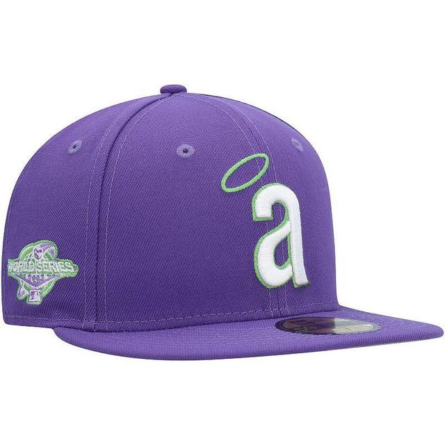 Mens New Era Purple California Angels Cooperstown Collection Lime Side Patch 59FIFTY Fitted Hat Product Image