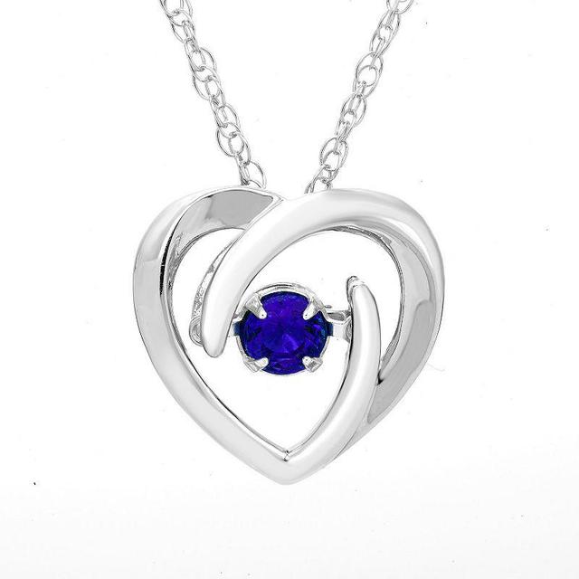 Boston Bay Diamonds Brilliance in Motion Sterling Silver Lab-Created Blue Sapphire Dancing Gemstone Heart Pendant, Womens Product Image