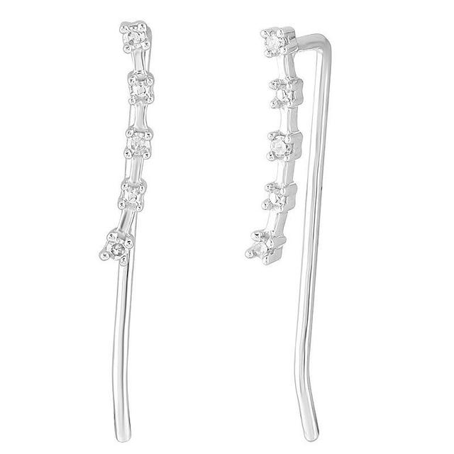 10k White Gold Diamond Accent Station Ear Climber Earrings, Womens, 10k Whgold Product Image