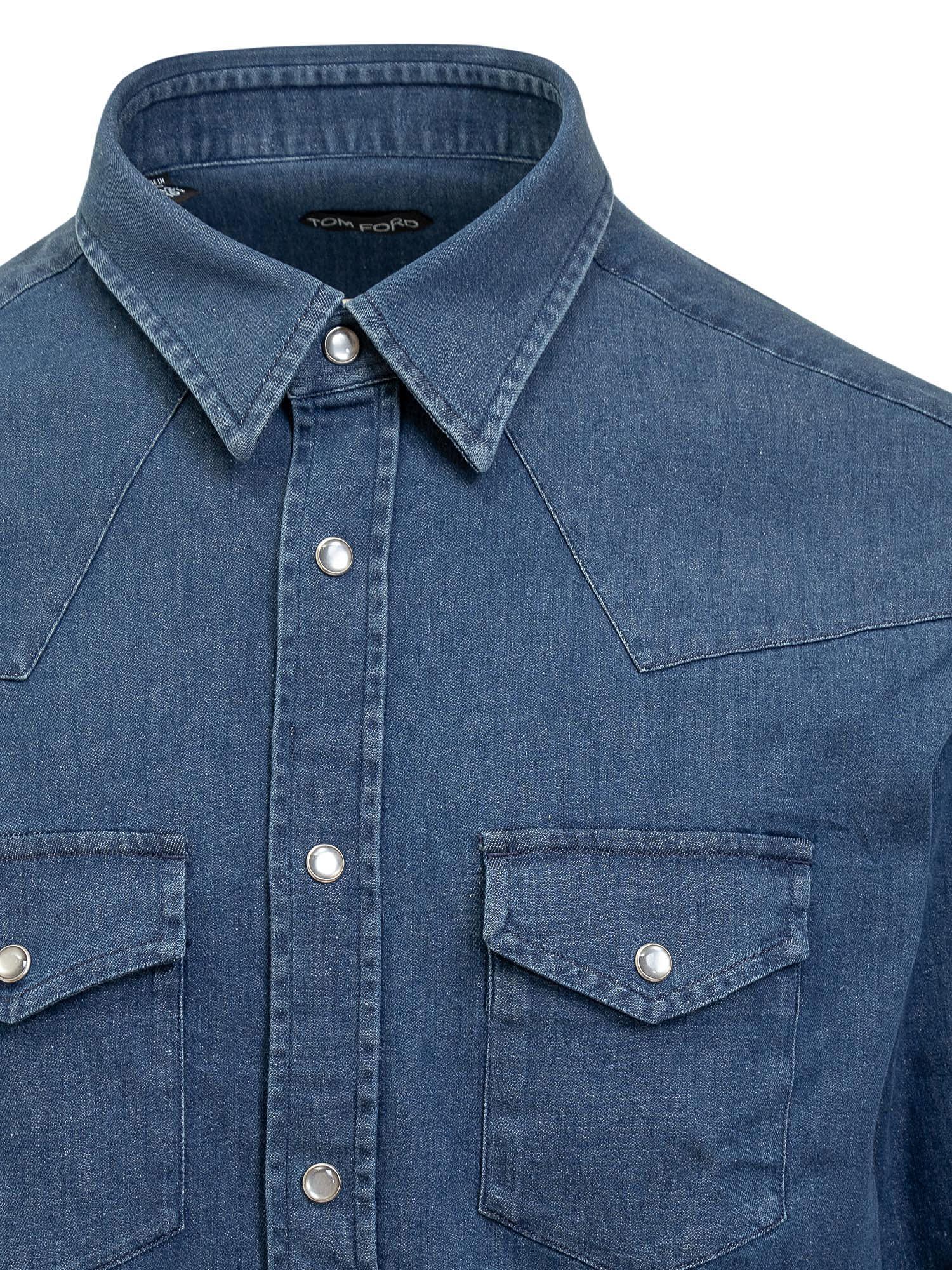 Denim Western Shirt In Blue Product Image