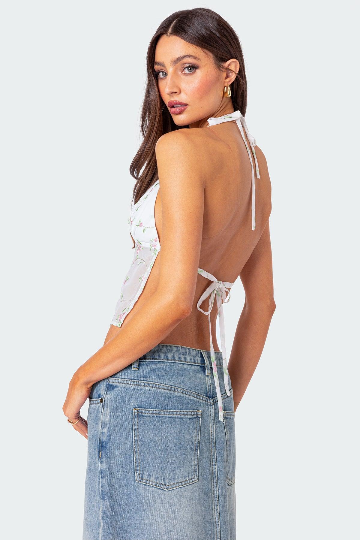 Embroidered Open Back Top Product Image