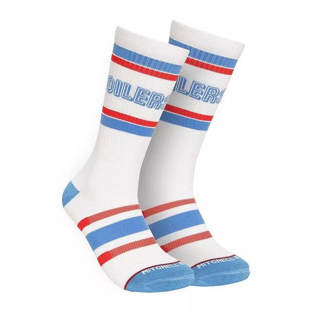 Mens Mitchell & Ness White Houston Oilers Throwback Team Stripes Crew Socks Product Image