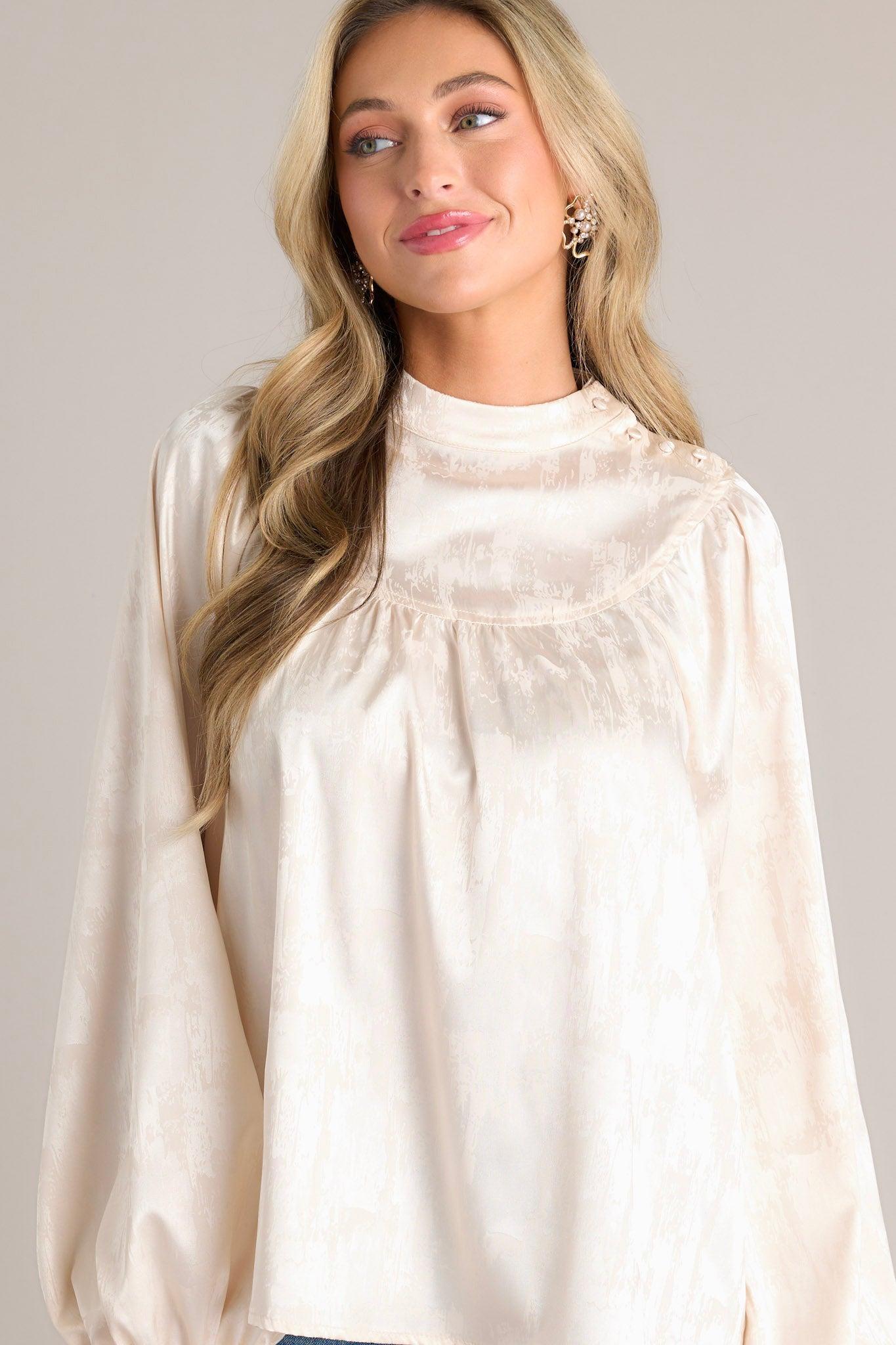 Deserving Praise Ivory Satin Top Product Image