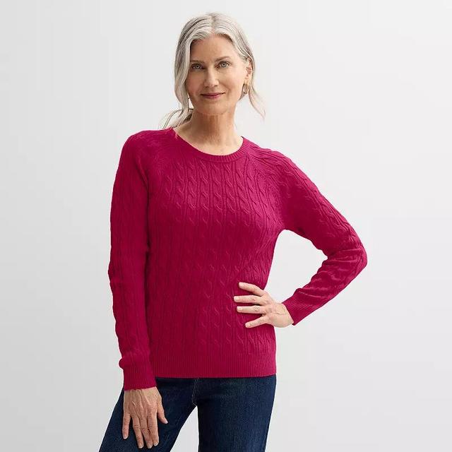 Womens Croft & Barrow The Extra Soft Cabled Crew Neck Sweater Product Image