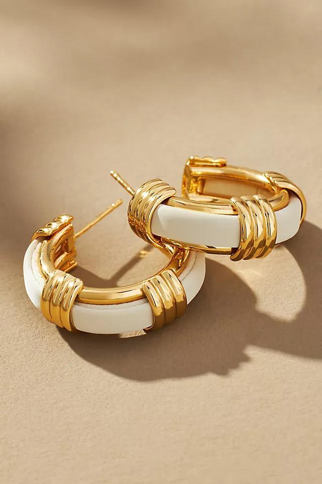 Leather Ribbed Hoop Earrings Product Image