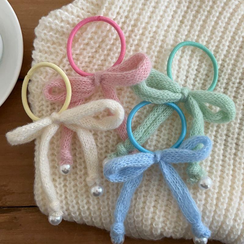 Faux Pearl Bow Hair Tie Product Image