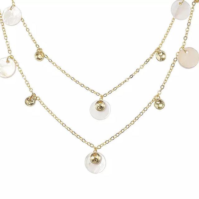 LC Lauren Conrad Gold Tone 2-Row White Shell Charms Necklace, Womens Product Image