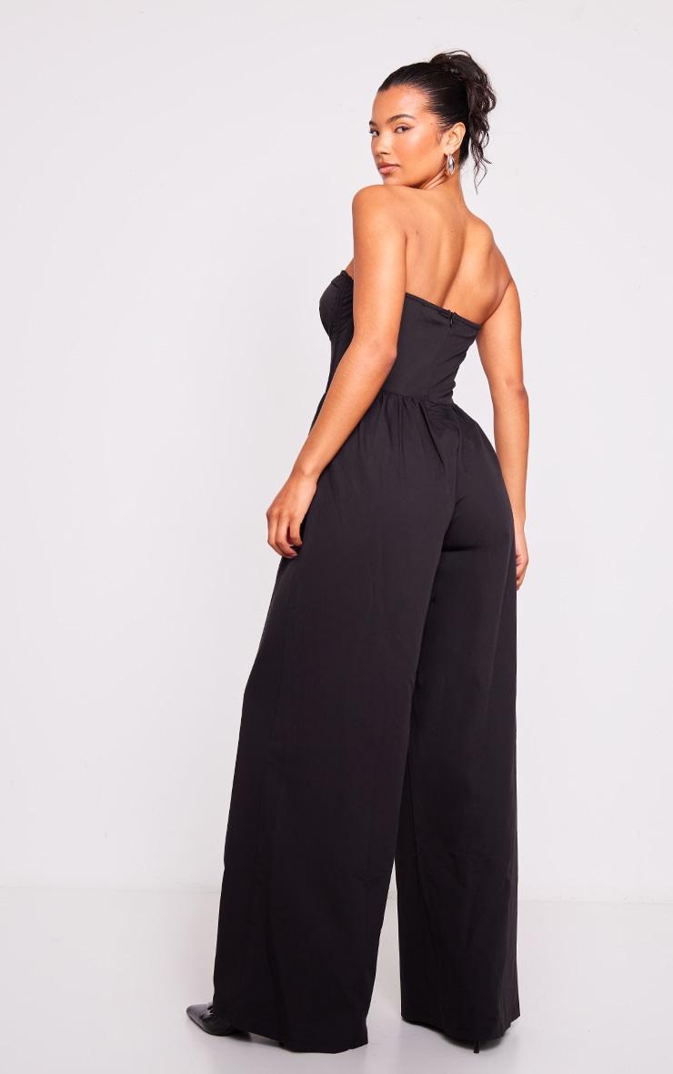 Black Underwire Corset Detail Tailored Jumpsuit Product Image