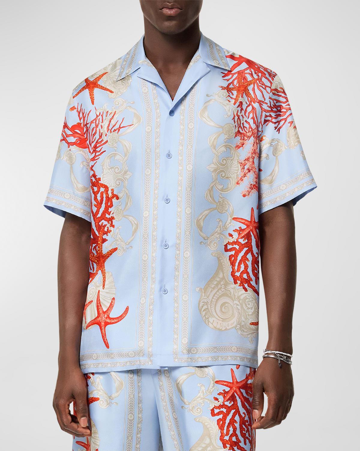 Mens Printed Silk Camp Shirt Product Image