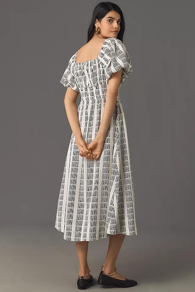 Maeve Puff-Sleeve Square-Neck Smocked Midi Dress Product Image