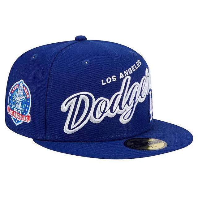 Mens New Era Royal Los Angeles Dodgers Script Sided 59FIFTY Fitted Hat Product Image