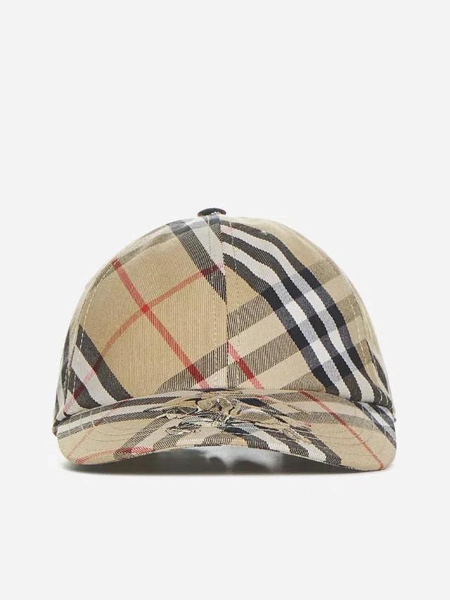 BURBERRY Check Equestrian Knight Motif Baseball Cap In Sand Product Image