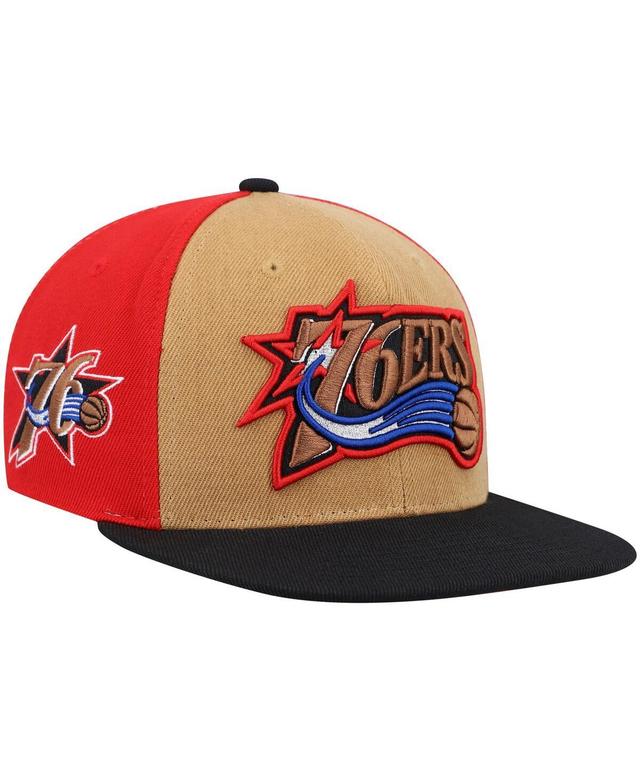 Mens Mitchell & Ness Gold/Black Philadelphia 76ers Hardwood Classics On The Block Snapback Hat Product Image