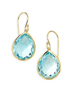 Womens Rock Candy 18K Green Gold & Blue-Topaz Medium Teardrop Earrings Product Image