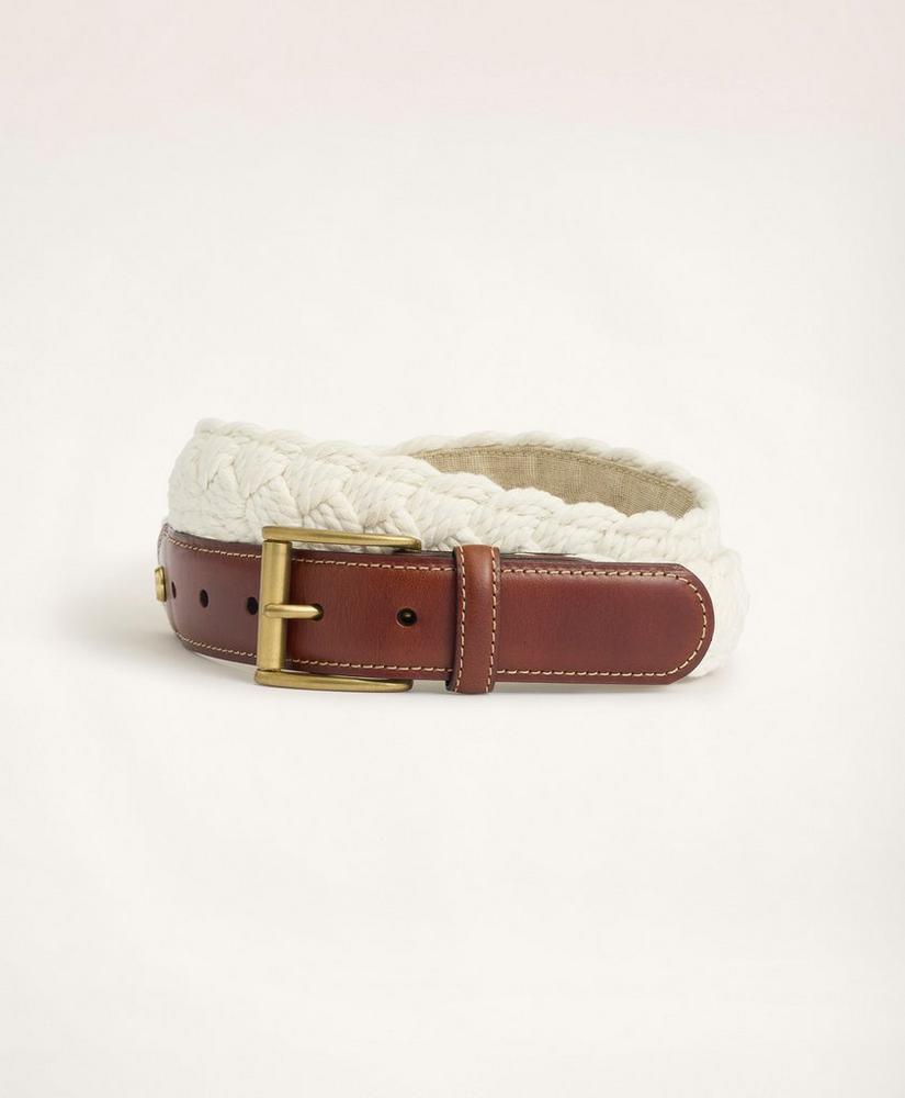 Braided Cotton Leather Tab Belt Product Image