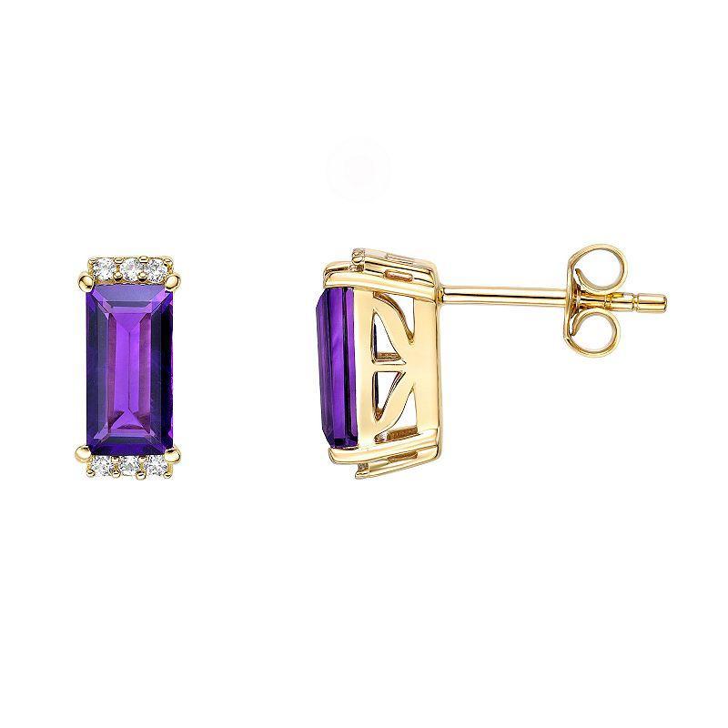 Gemminded 18k Gold Plated Sterling Silver Amethyst and Lab Created White Sapphire Earrings, Womens, Gold Tone Product Image