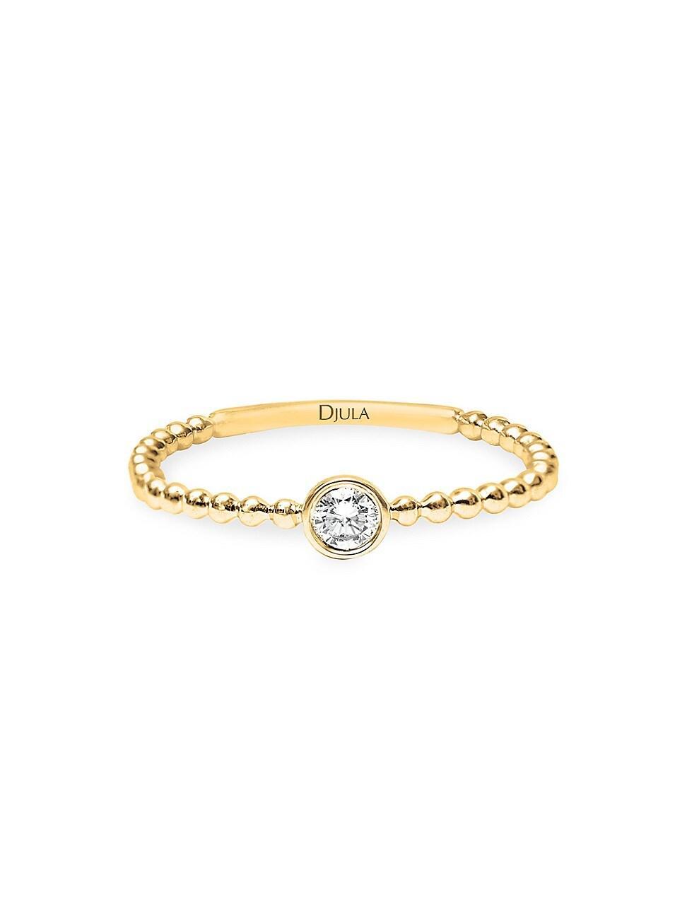 Womens Mix & Match 18K Yellow Gold & Diamond Solitaire Ring Product Image