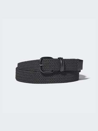 Mens Leather Combination Mesh Belt Black Large UNIQLO US Product Image