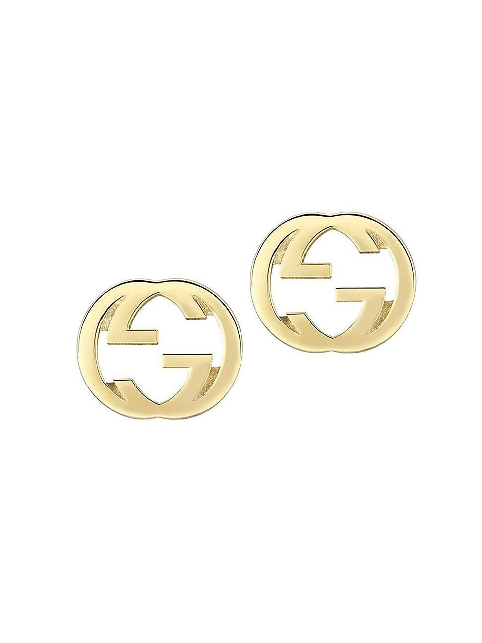 Womens Interlocking G 18K Yellow Gold Stud Earrings Product Image