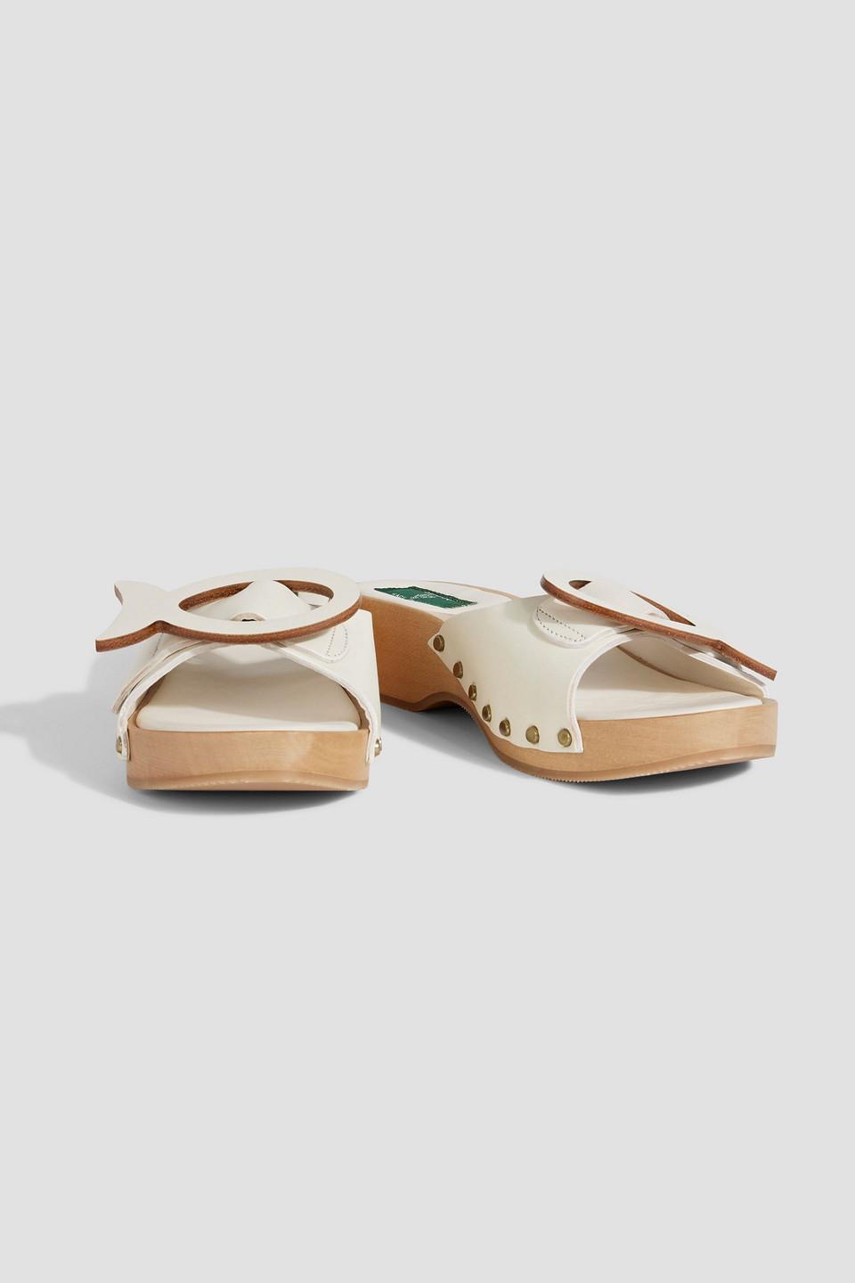 PUCCI Appliquéd Leather Mules In White Product Image