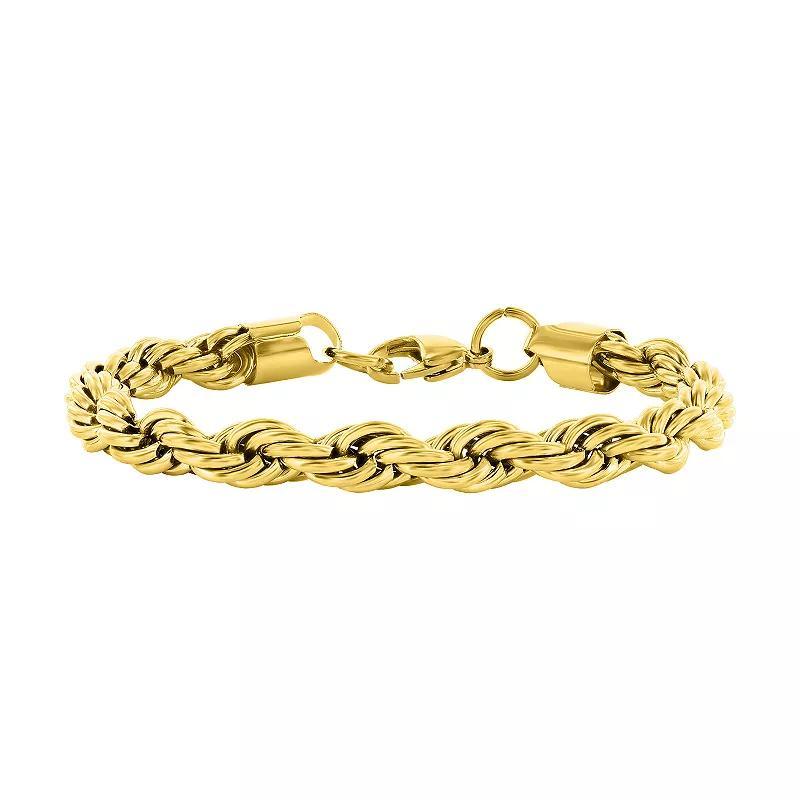 Mens Metallo Steel Black Plated 8mm Rope Bracelet Yellow Product Image