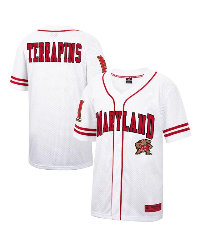 Mens Colosseum White and Red Maryland Terrapins Free Spirited Baseball Jersey - White, Red Product Image