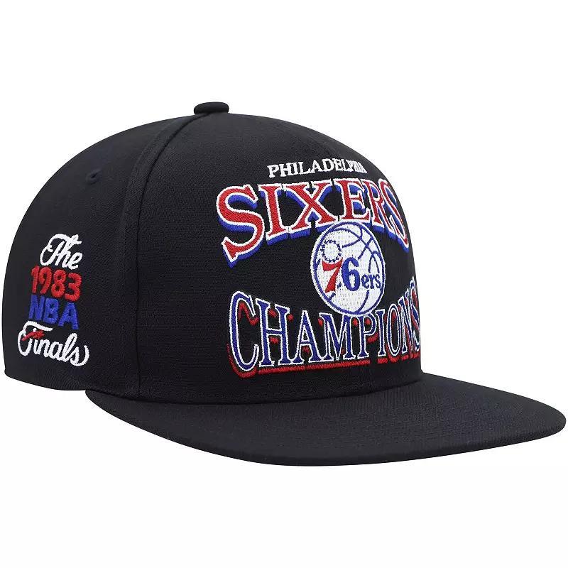 Mens Mitchell & Ness  Black Philadelphia 76ers Hardwood Classics SOUL Champions Era Diamond Snapback Hat Product Image