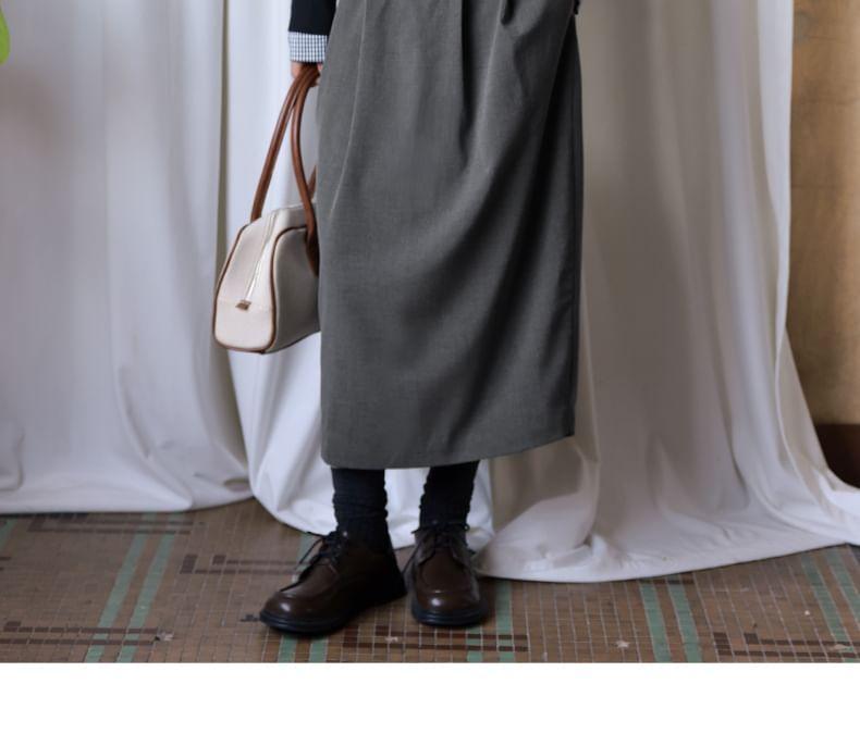 High Rise Plain Midi H-Line Skirt Product Image