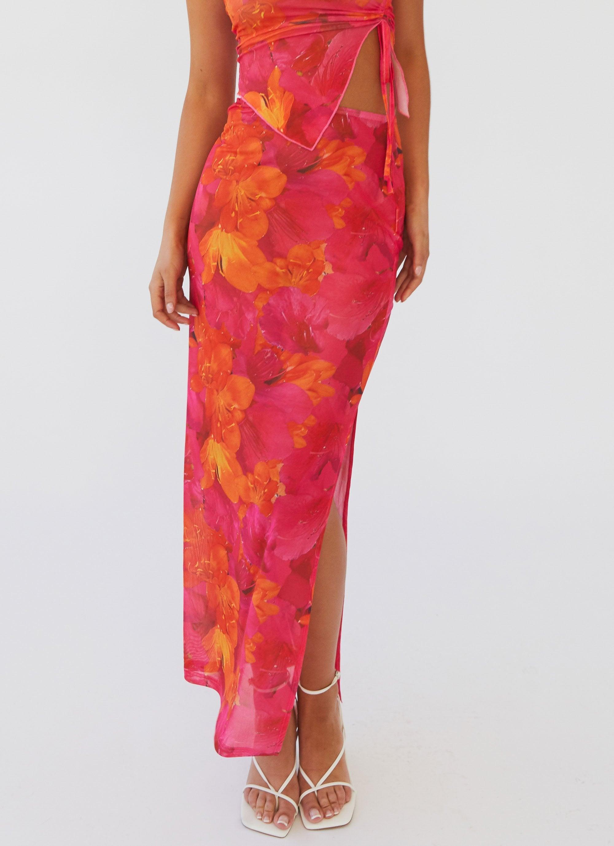 Rooftop Party Mesh Maxi Skirt - Floral Sun Product Image