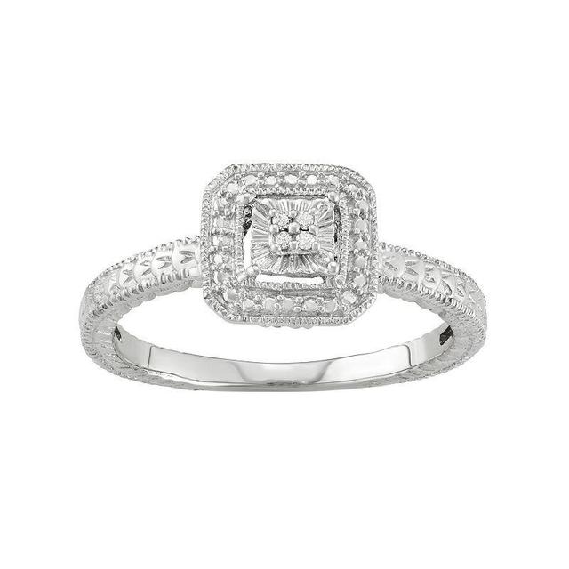 Sterling Silver Diamond Accent Square Halo Ring, Womens Product Image