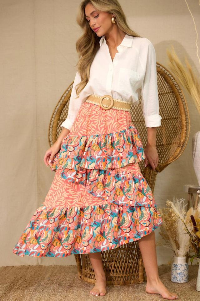 Sunset Horizon Hues Multi Print Midi Skirt Product Image