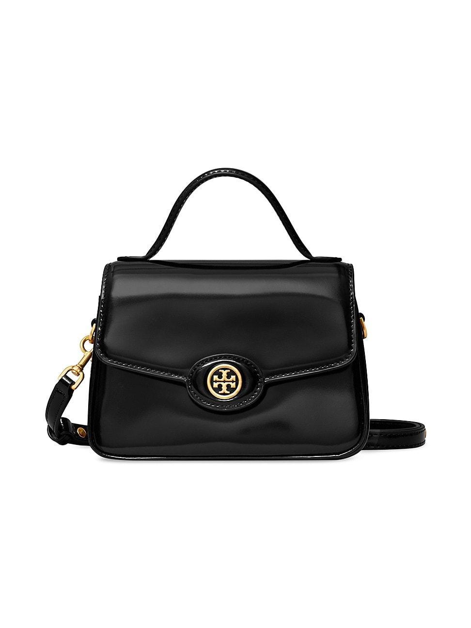 Tory Burch Robinson Spazzolato Small Top-Handle Bag (Light Cream) Cross Body Handbags Product Image